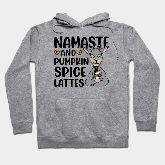 Namaste and Pumpkin Spice Latte Goat Yoga Fall Cute Funny Hoodie by GlimmerDesigns